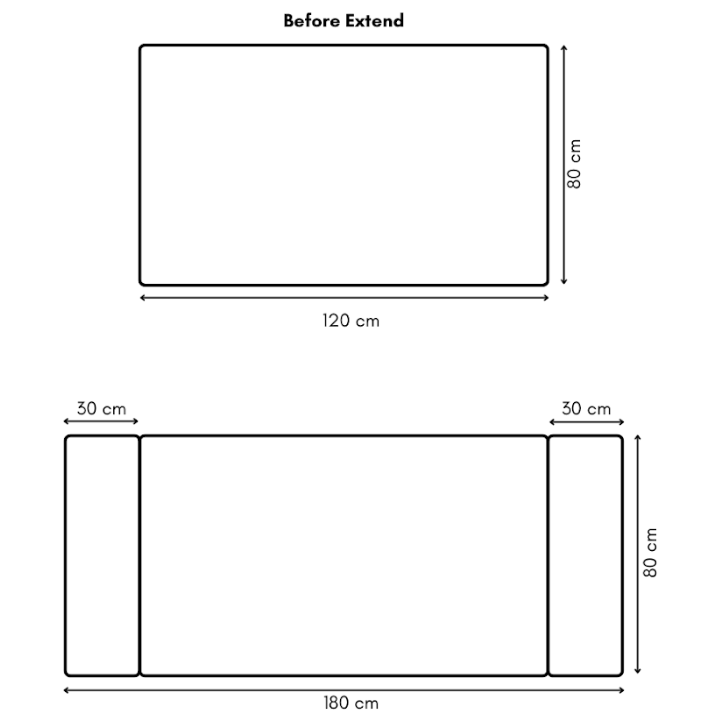 Modern Space Saving Extendable Dining Table (1.2M Extendable To 1.8M Rectangular )